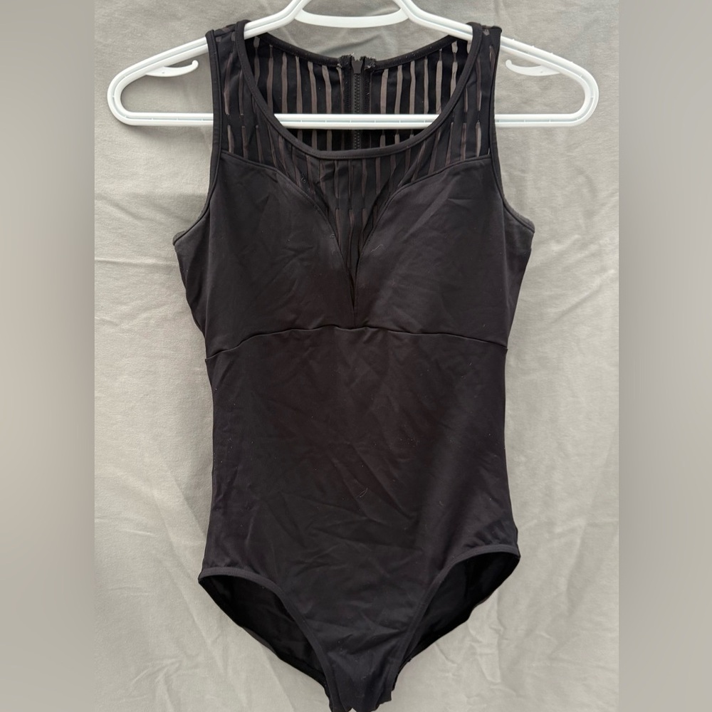 Mirella Women’s Zip-Back Dance Leotard With Mesh Detailing